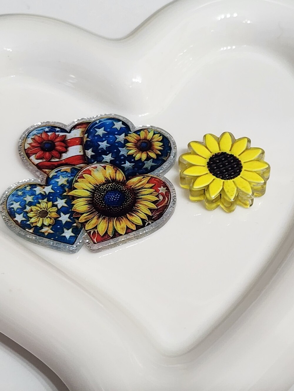 Sunflower‎ USA Flatback Focal Beads Badge Crafts Keychain Beaded Pen Magnet